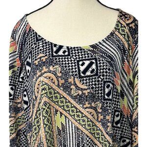 A.B.C. Womens Mini Dress Plus Size 1X  Shift Multicolor Chevron Stretch Bust 44